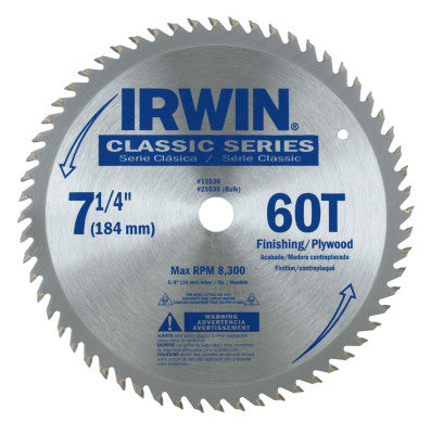 Carbide-Tipped Circular Saw Blades, 7 1/4 in, 60 Teeth