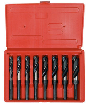 Reduced Shank Silver and Deming HSS Drill Bit Sets, 1/2 in, 8/Set