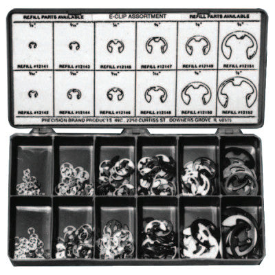 E Clip Assortments, Carbon Steel, 265 per set
