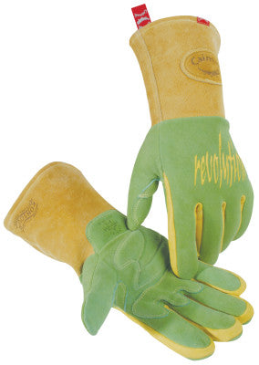 Revolution Welding Gloves, American Deerskin Leather, Large, Green/Gold