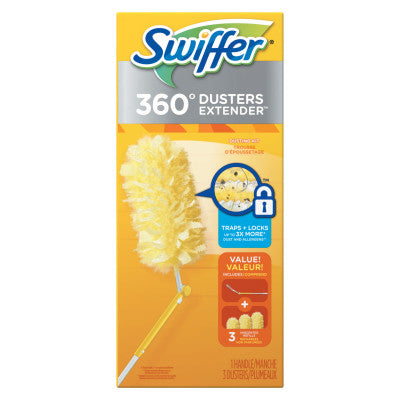 Swiffer 360 Dusters, Plastic Handle Extends to 3 ft, 1 Handle & 3 Dusters/Kit