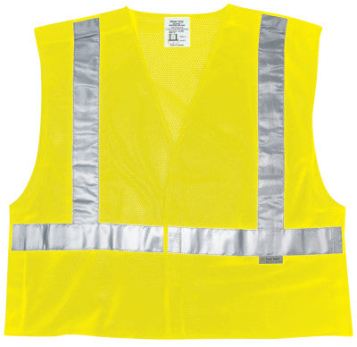 Luminator Class II Tear-Away Safety Vests, XL, Fluorescent Lime, Fire-Resistant