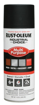 Industrial Choice 1600 System Enamel Aerosols, 12 oz, Semi-Flat Black