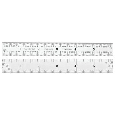 Steel Rules, 6 in, 4R, Steel, Semi-Flexible