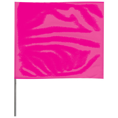 Stake Flags, 2 in x 3 in, 21 in Height, PVC; Steel Wire, Pink Glo