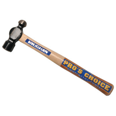 Ball Pein Hammer, Straight Hickory Handle, 15 in, Forged Steel 20 oz Head