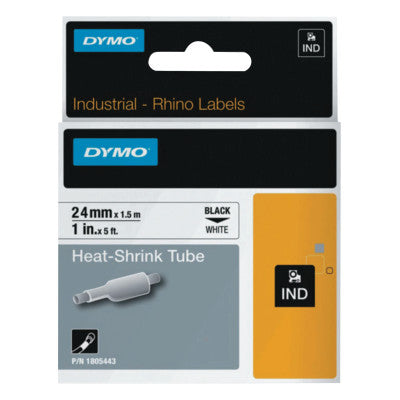RHINO Heat Shrink Tubes, 3.4 in x 24 mm, Black on White