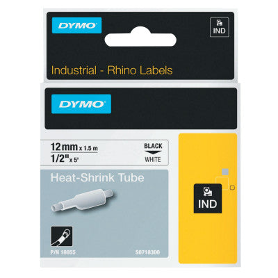 RHINO Heat Shrink Tubes, 1 1/2 in x 1/2 in, Black on White