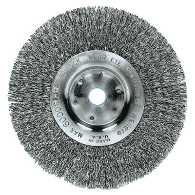 Narrow Face Crimped Wire Wheel, 6 in D x 3/4 in W, .008 in Steel Wire, 6,000 rpm