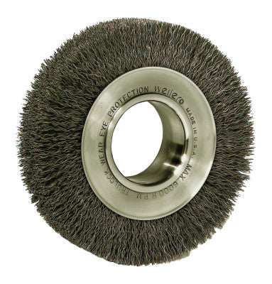 Wide-Face Crimped Wire Wheel, 6 in Dia. x 1 1/4 in W, 0.0104 in Steel, 6,000 rpm