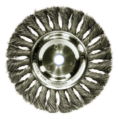 Standard Twist Knot Wire Wheel, 6 in D x 5/8 in W, .016 in Steel Wire, 9,000 rpm