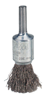 Crimped Wire Solid End Brushes, Steel, 25,000 rpm, 1/2" x 0.02"