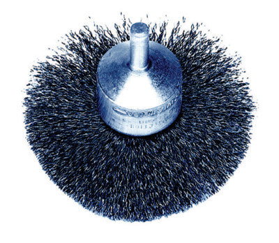 Stem-Mounted Circular Flared End Brushes, Steel, 16,000 rpm, 3" x 0.008"