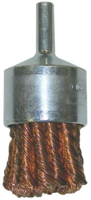 Knot Wire End Brushes, Bronze, 22,000 rpm, 3/4 in Dia, 1/4 in Stem