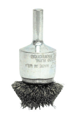 Stem-Mounted Circular Flared End Brushes, Steel, 20,000 rpm, 1 1/4" x 0.006"
