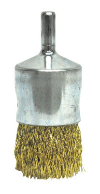 Coated Cup Crimped Wire End Brush, Brass, 20,000 rpm, 1" x 0.0118"
