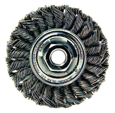 Standard Twist Knot Wire Wheel, 4 in D x 1/2 in W, .02 in Steel, 5/8-11 UNC Nut