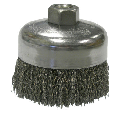 Crimped Wire Cup Brush, 4 in Dia., 5/8-11 UNC Arbor, .0118 in Steel Wire