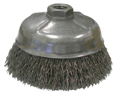 Crimped Wire Cup Brush, 5 in Dia., 5/8-11 UNC Arbor, .020 Steel Wire