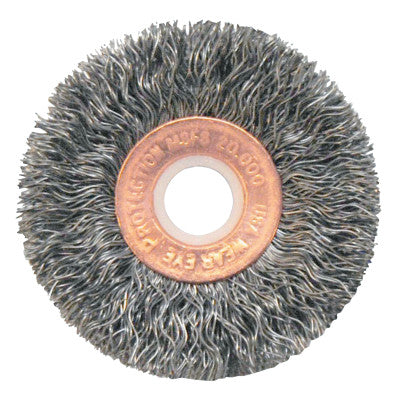 Copper Center Wire Wheel, 2 in D x 3/8 in W, .0118 in Steel Wire, 20,000 rpm