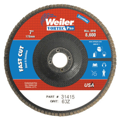 7" Abrasive Flap Disc, Flat, Phenolic Backing