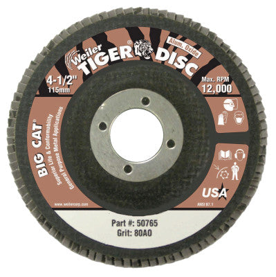 Big Cat High Density Flat Style Flap Discs, 4.5", 80 Grit, 7/8 Arbor, 12,000 rpm