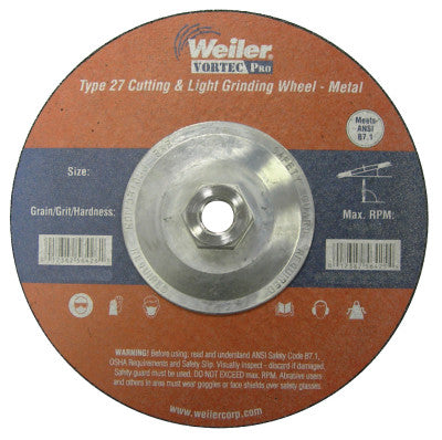 Wolverine Combo Wheels, 9 in Dia, 1/8 in Thick, 5/8 in Arbor, 24 Grit, T