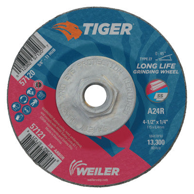Tiger Grinding Wheels, 4 1/2 in Dia, .045 in Thick 5/8"-11 Arbor