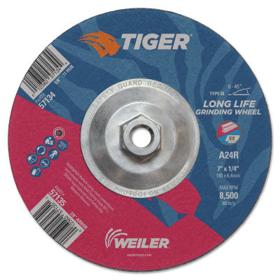 Tiger Grinding Wheels, 7 in Dia., 1/4 in Thick, 24 Grit, Aluminum Oxide