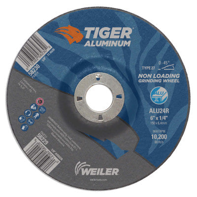 Aluminum Combo Wheels, 6 in Dia., 7/8 in Arbor, Type 27, 24 Grit, Alum. Oxide