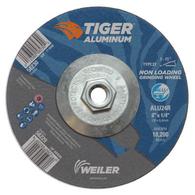 Aluminum Combo Wheels, 6 in Dia., 5/8 in Arbor, Type 27, 24 Grit, Alum. Oxide