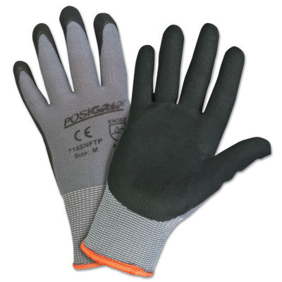 Micro Foam Nitrile Coated Gloves, Large, Black/Gray, 9 3/8 in, Palm Coated