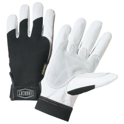Ironcat Heavy Duty Goatskin Gloves, X-Large, White; Black, Elastic, Kevlar
