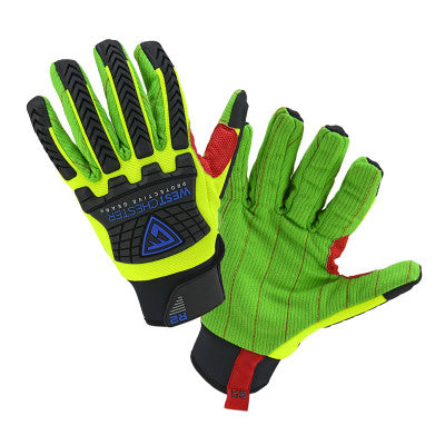 R2 Green Corded Palm Rigger Gloves, Cotton, TPR, Large, Black/Green