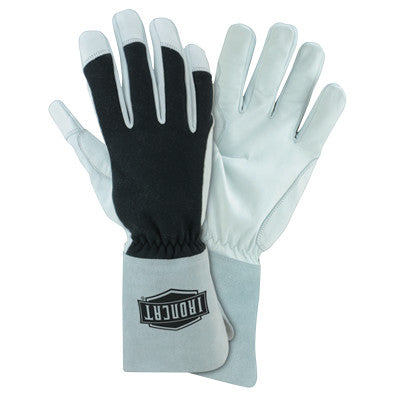 Nomex Tig Gloves, Nomex; Goat Leather; Kevlar Thread, 2X-Large, Black;White;Gray