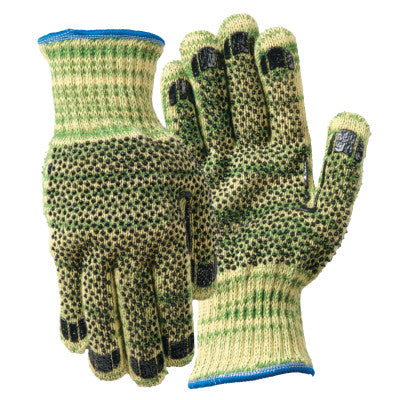 Metalguard Heavy Weight Gloves with PVC Dots, X-Large, Gray/Green/Yellow