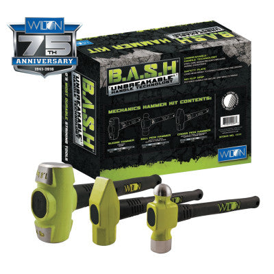 B.A.S.H Mechanics' Hammer Kit, 5 lb; 3 1/4 lb; 3 1/2 lb, Rubber/Steel
