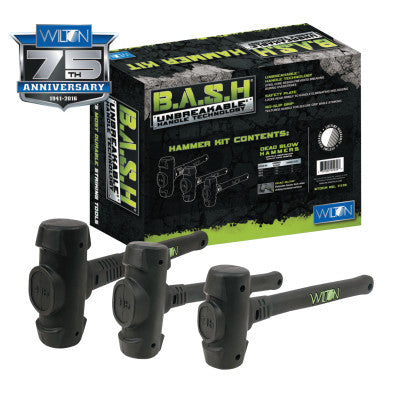 B.A.S.H Dead Blow Hammer Kit, 3 1/4 lb; 4 1/4 lb; 5 1/2 lb, Rubber/Steel