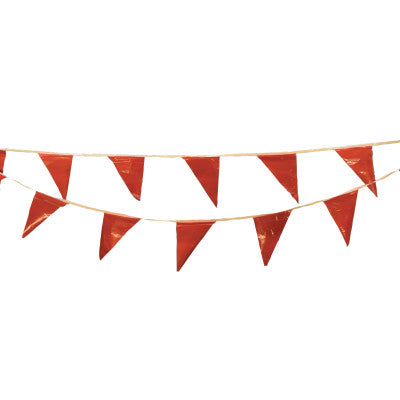 Pennants, Vinyl, 9 in x 12 in, Red, 60 ft String