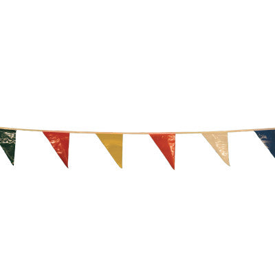 Pennants, Vinyl, 9 in x 12 in, Multi-Colored, 60 ft String