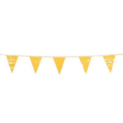 Pennants, Vinyl, 9 in x 12 in, Yellow, 100 ft String