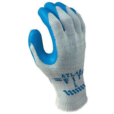 Atlas Fit 300 Rubber-Coated Gloves, Large, Blue/Gray