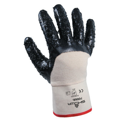 7066 Series Gloves, 10/X-Large, Navy/White, Palm Coated, Rough Grip