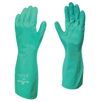 Flock-Lined Nitrile Disposable Gloves, 15 mil, Size 11/2X-Large, Green