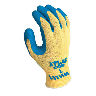 Atlas Rubber Palm-Coated Gloves, Medium, Blue/Yellow