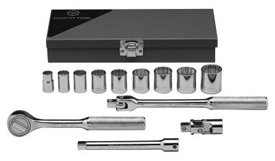 13 Piece Standard Socket Sets, 3/8 in, 12 Point