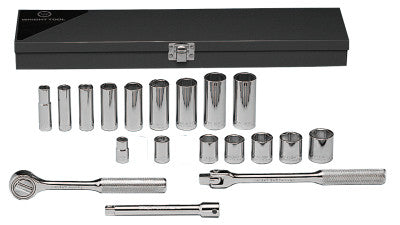 21 Piece Standard & Deep Socket Sets, 3/8 in, 6 Point