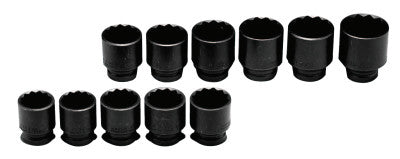 11 Piece Thin Wall Power Socket Sets, 3/4 in, 12 Point