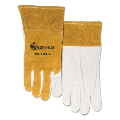 MIG/TIG Welding Gloves, Goatskin/Side Split Cowhide, X-Large, White