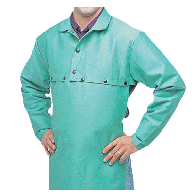 Cotton Sateen Cape Sleeves, 14 in Long, Snaps Closure, Large, Visual Green